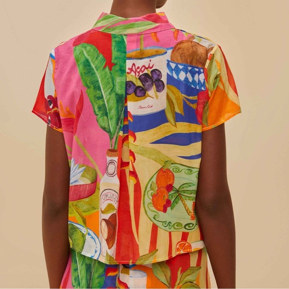 Farm Rio multicolor summer picnic shirt - Picture 2 of 14